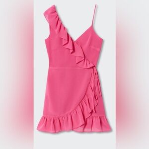 Mango Asymmetric Neckline Mini Dress